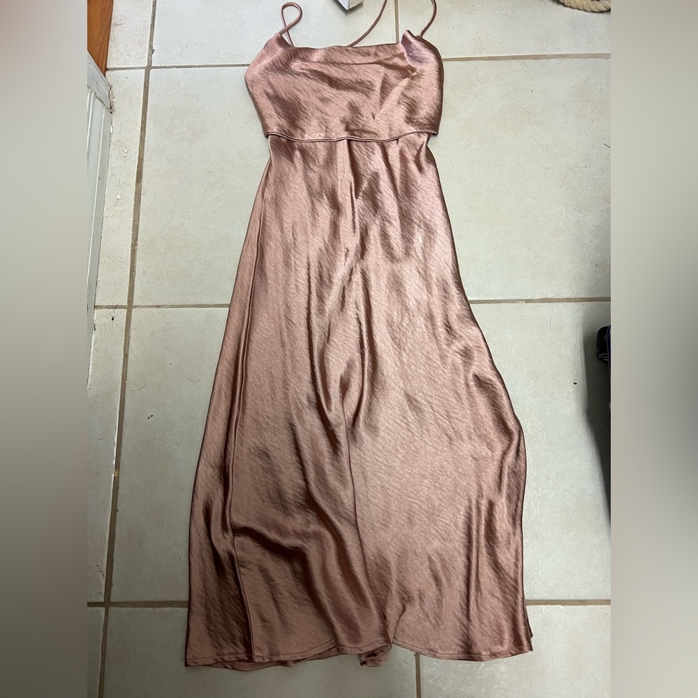 Cowl neck silk dress